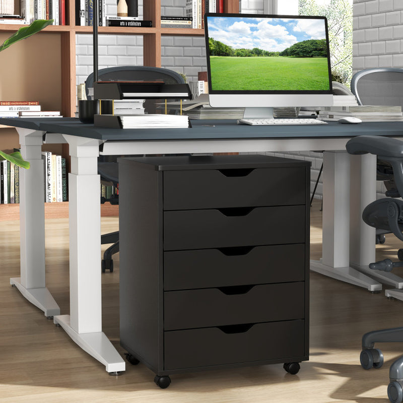5 Drawer Mobile File Cabinet with Wheels for Living Room