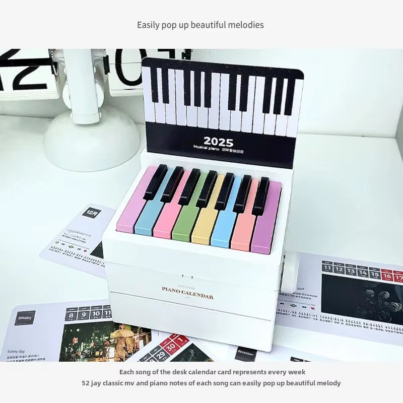 2025 New May Tian Steel Piano Desk Calendar Business Wholesale Factory Goods Cross-Border Tiktok Office Culture Education Suppli