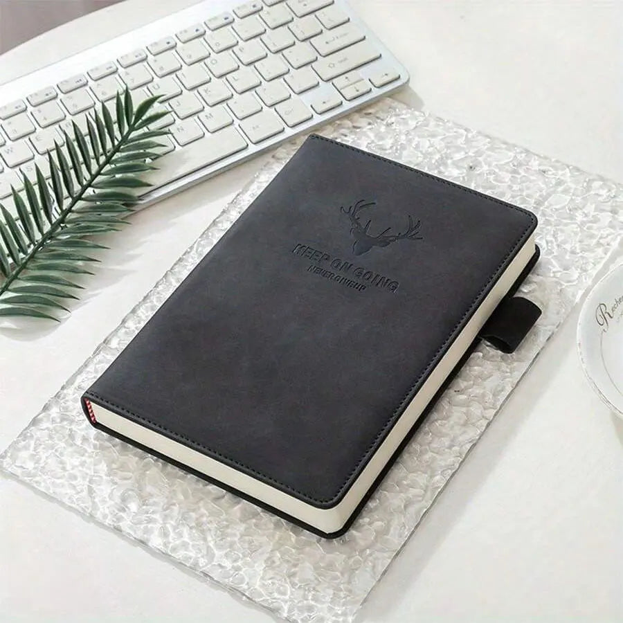A5 Thickened Deer Head Notebook Business PU Soft Leather Notepad with Horizontal Lines Stationery School Office Supplies
