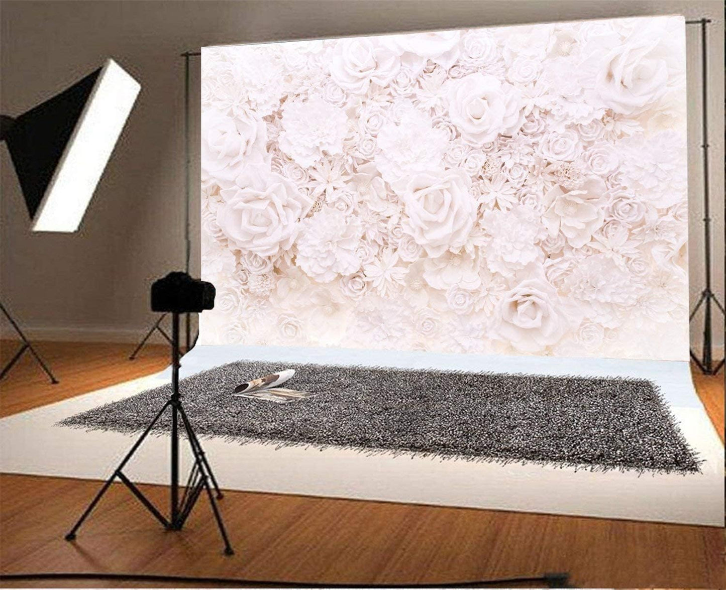 White Paper Rose Flowers Backdrop 7X5Ft Floral Roses Photography Background Blossoming Scene Mother'S Birthday Girls Photo Portraits Wallpaper Valentine'S Day Bridal Shower Photo Studio Props