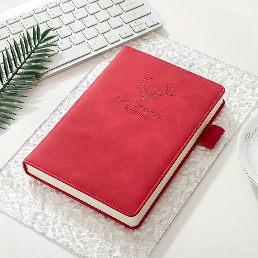 A5 Thickened Deer Head Notebook Business PU Soft Leather Notepad with Horizontal Lines Stationery School Office Supplies