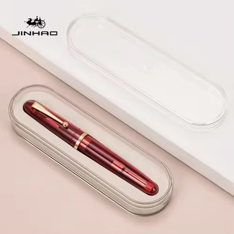 Jinhao 9019 Transparent Color Resin Fountain Pen Supplies 0.5/0.7Mm Ink Student School Stationery Business Office Supplies Gift