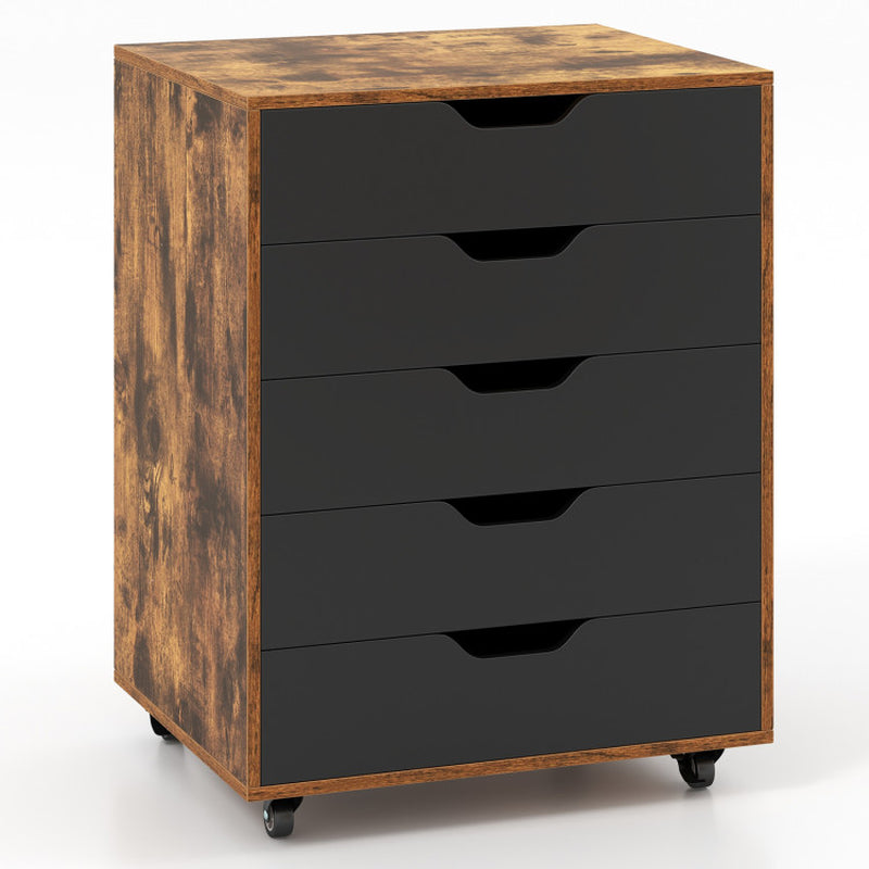 5 Drawer Mobile File Cabinet with Wheels for Living Room