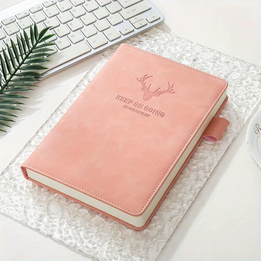 A5 Thickened Deer Head Notebook Business PU Soft Leather Notepad with Horizontal Lines Stationery School Office Supplies