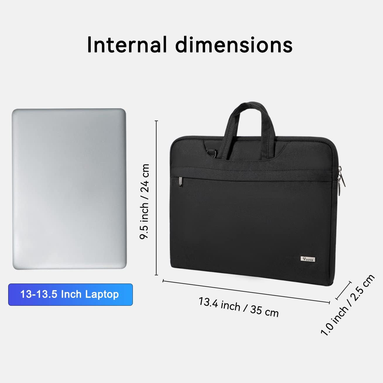Laptop Bag 13 14 Inch, Waterproof Computer Sleeve Carrying Case with Shoulder Straps & Handle Compatible with Macbook Air 13 M2/M3/M4, Macbook Pro 13/14, HP Dell Lenovo Chromebook 14, Black