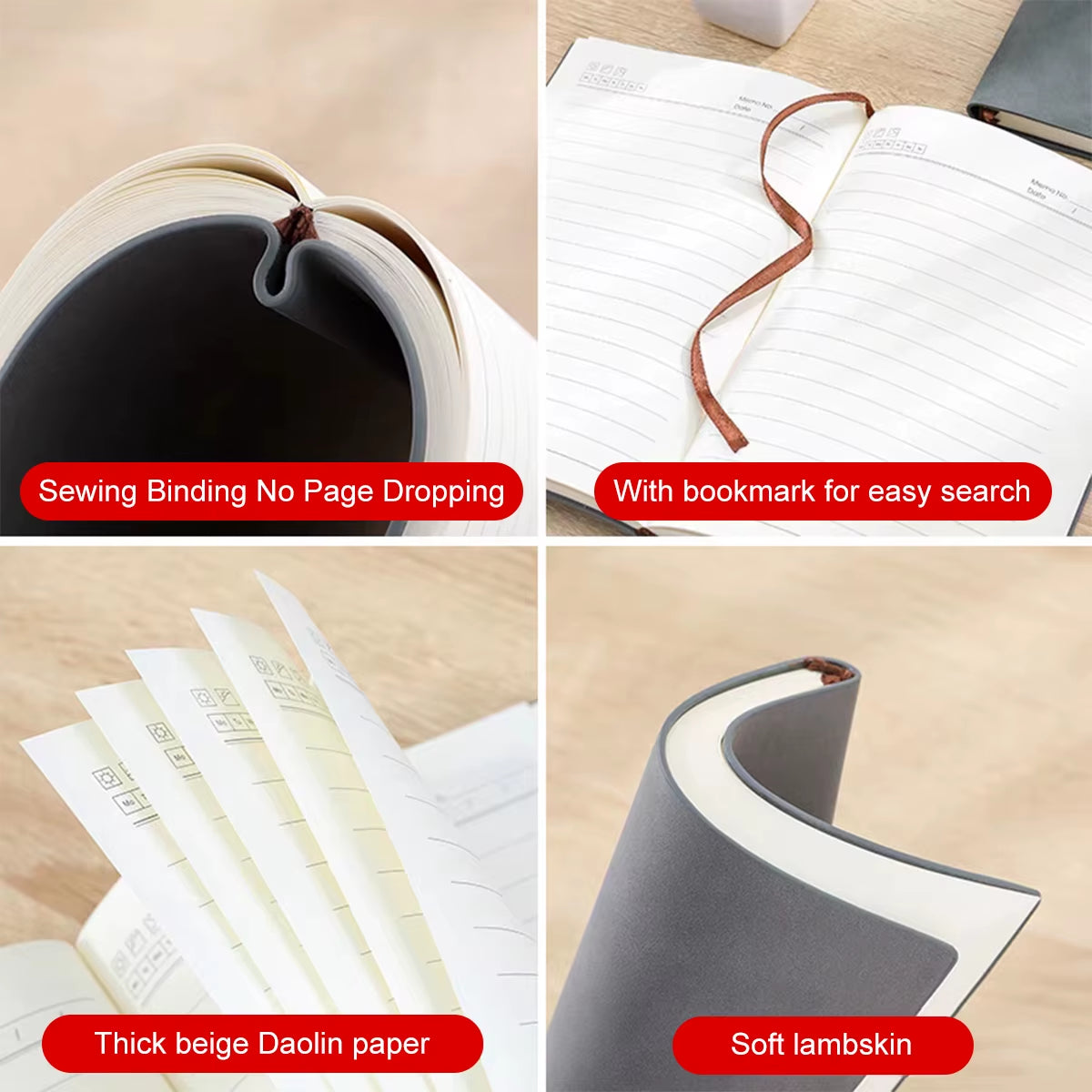 A5 Thickened Deer Head Notebook Business PU Soft Leather Notepad with Horizontal Lines Stationery School Office Supplies