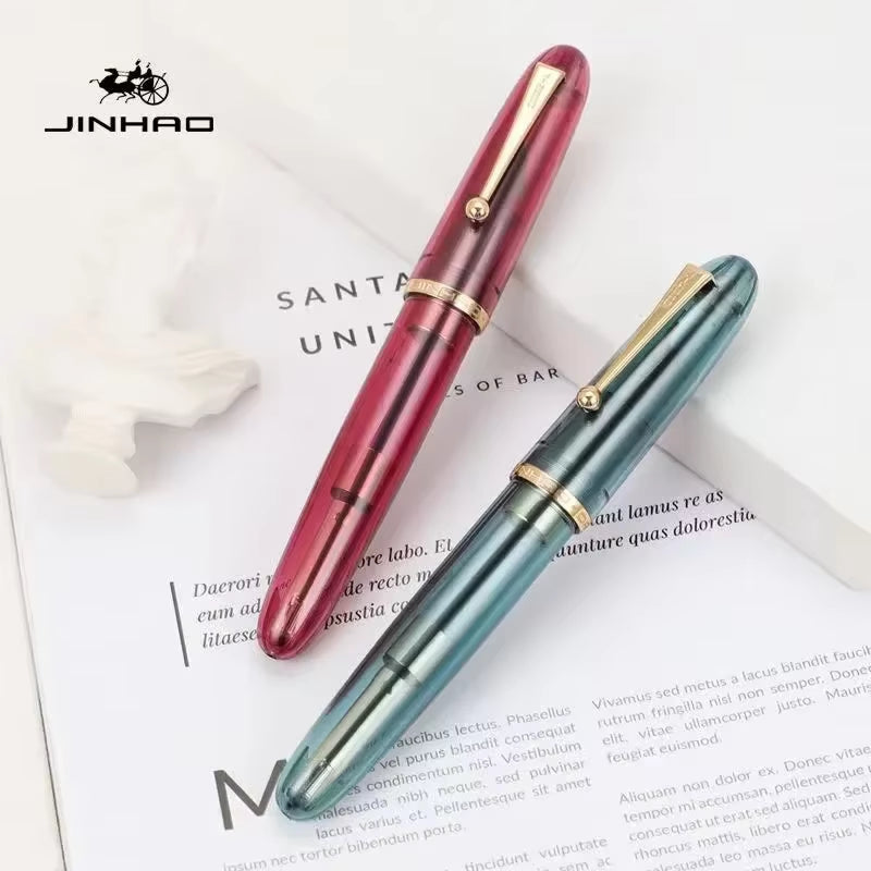 Jinhao 9019 Transparent Color Resin Fountain Pen Supplies 0.5/0.7Mm Ink Student School Stationery Business Office Supplies Gift