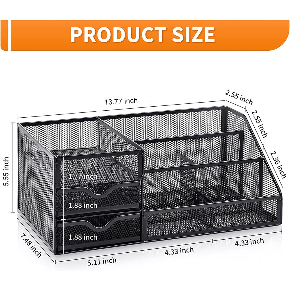 Mesh Desk Organizer with Drawers,, Office Desktop Organization for Office Supplies,(1Pack)