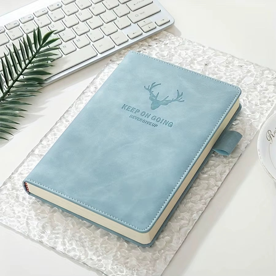 A5 Thickened Deer Head Notebook Business PU Soft Leather Notepad with Horizontal Lines Stationery School Office Supplies