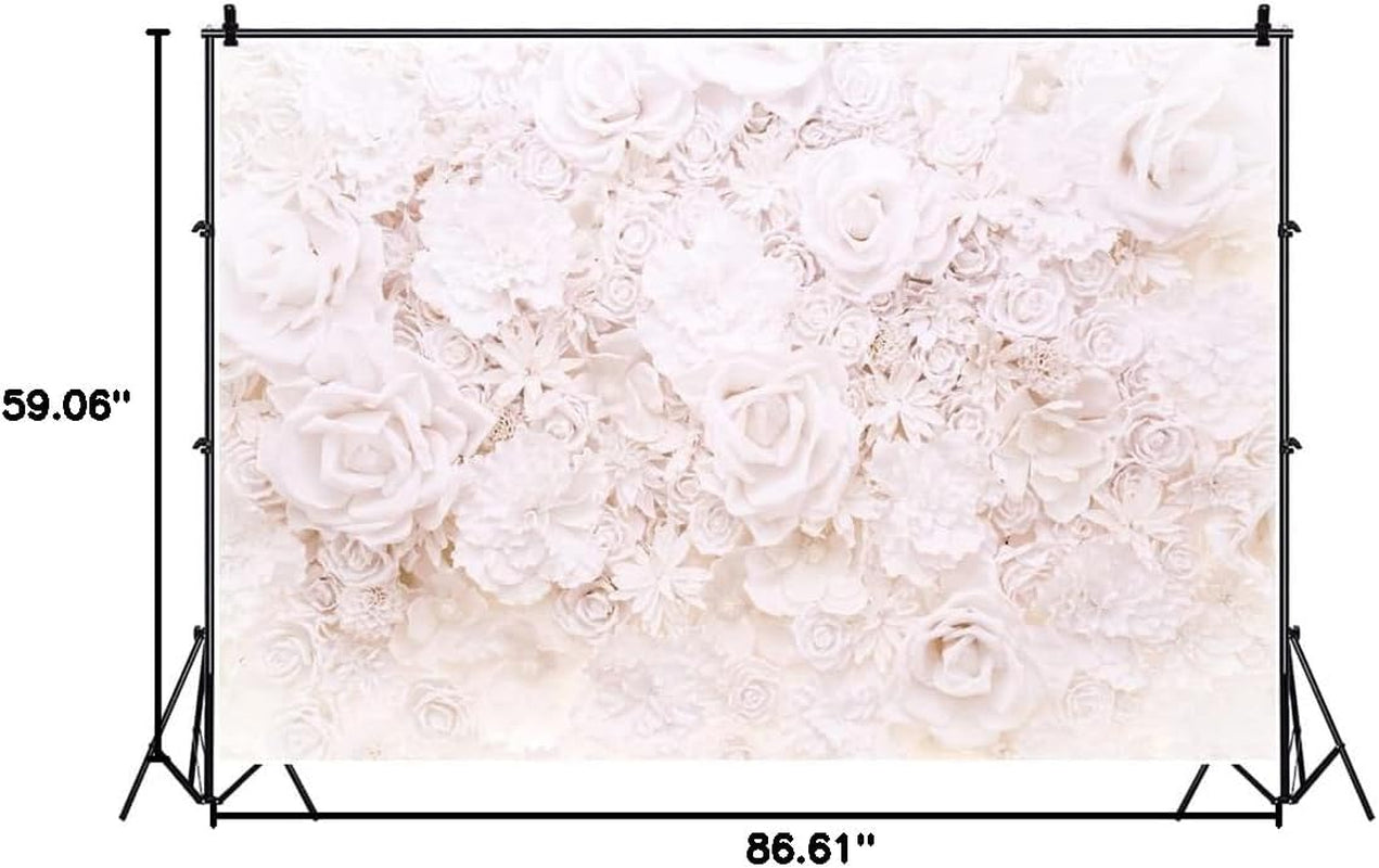 White Paper Rose Flowers Backdrop 7X5Ft Floral Roses Photography Background Blossoming Scene Mother'S Birthday Girls Photo Portraits Wallpaper Valentine'S Day Bridal Shower Photo Studio Props
