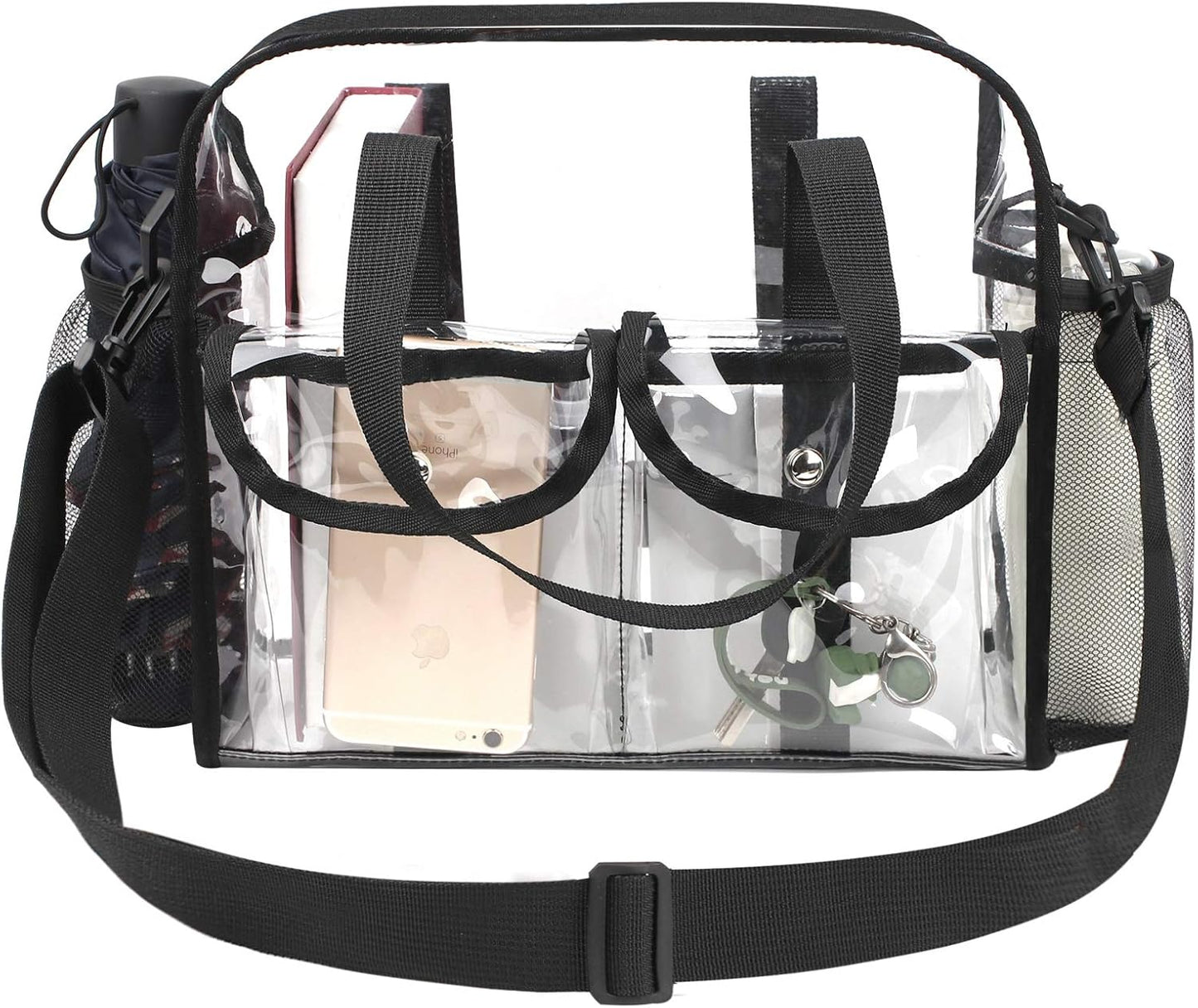 Clear Bag Stadium Approved Transparent Waterproof Clear Tote Bags for Work, Sports Games, Concerts,Travel-12 X12 X6
