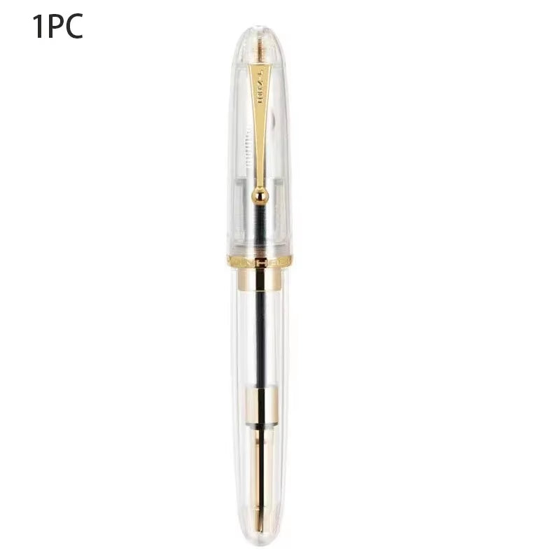 Jinhao 9019 Transparent Color Resin Fountain Pen Supplies 0.5/0.7Mm Ink Student School Stationery Business Office Supplies Gift