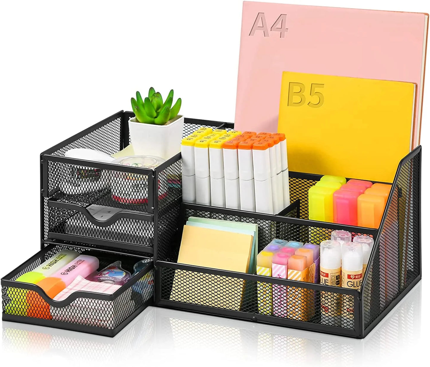 Mesh Desk Organizer with Drawers,, Office Desktop Organization for Office Supplies,(1Pack)