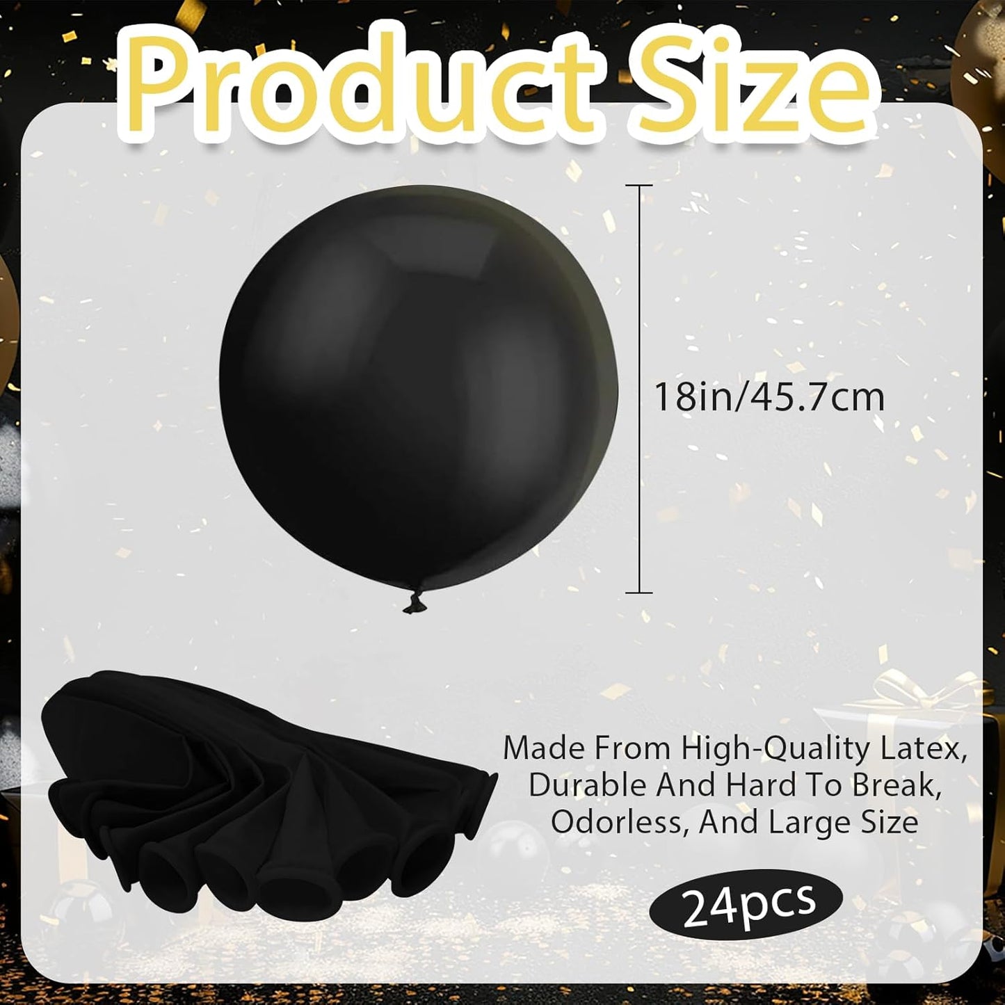 24Pcs Black Balloons Clearance 18 Inch Big Black Latex Balloons Large Balloons for Birthday Wedding Halloween Party New Year'S Day Decorations Supplies