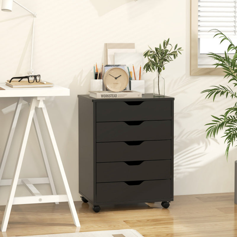 5 Drawer Mobile File Cabinet with Wheels for Living Room