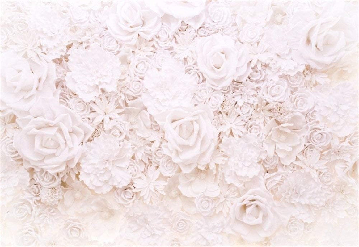 White Paper Rose Flowers Backdrop 7X5Ft Floral Roses Photography Background Blossoming Scene Mother'S Birthday Girls Photo Portraits Wallpaper Valentine'S Day Bridal Shower Photo Studio Props